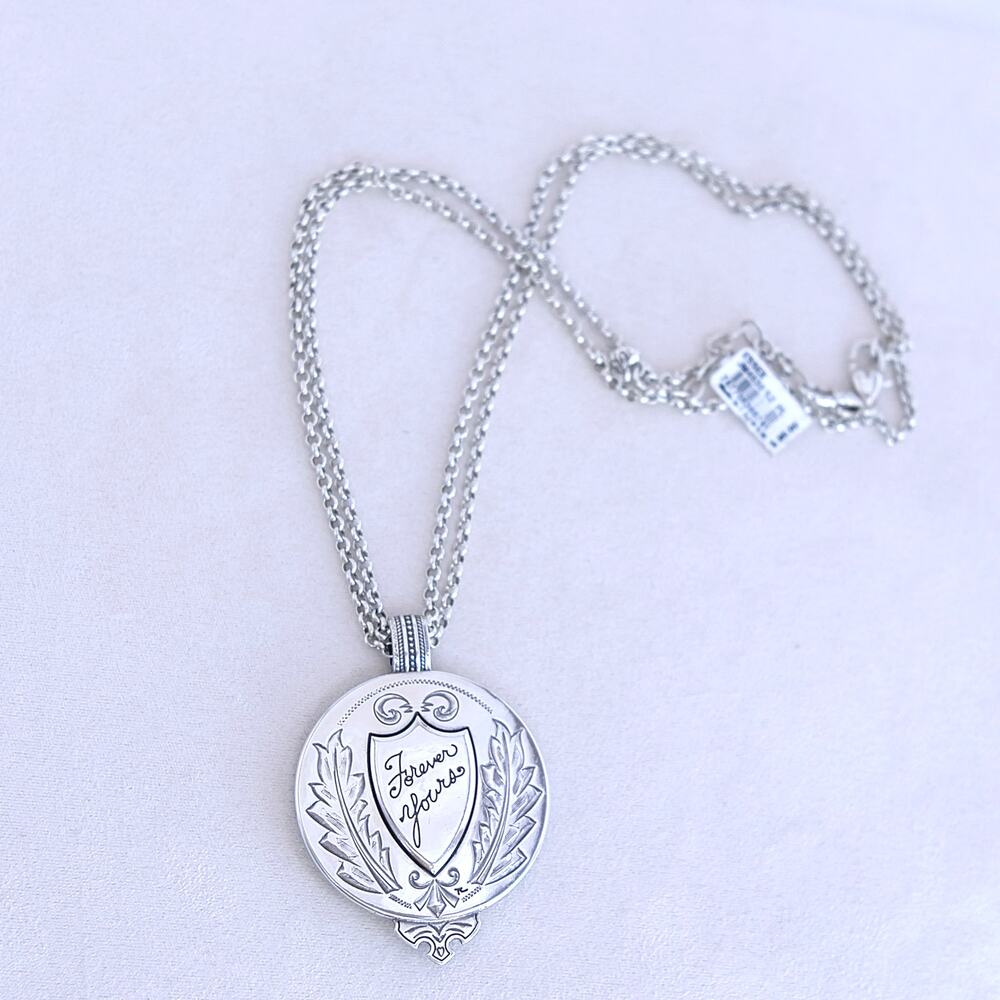 Brighton Essex Medallion Pendant Necklace JM4630 Convertible Silver Plated